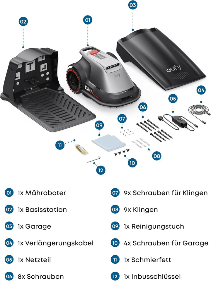 eufy E18 Mähroboter ohne Begrenzungskabel, ohne RTK & Signalausfälle, TrueVision Technologie, GNSS,
