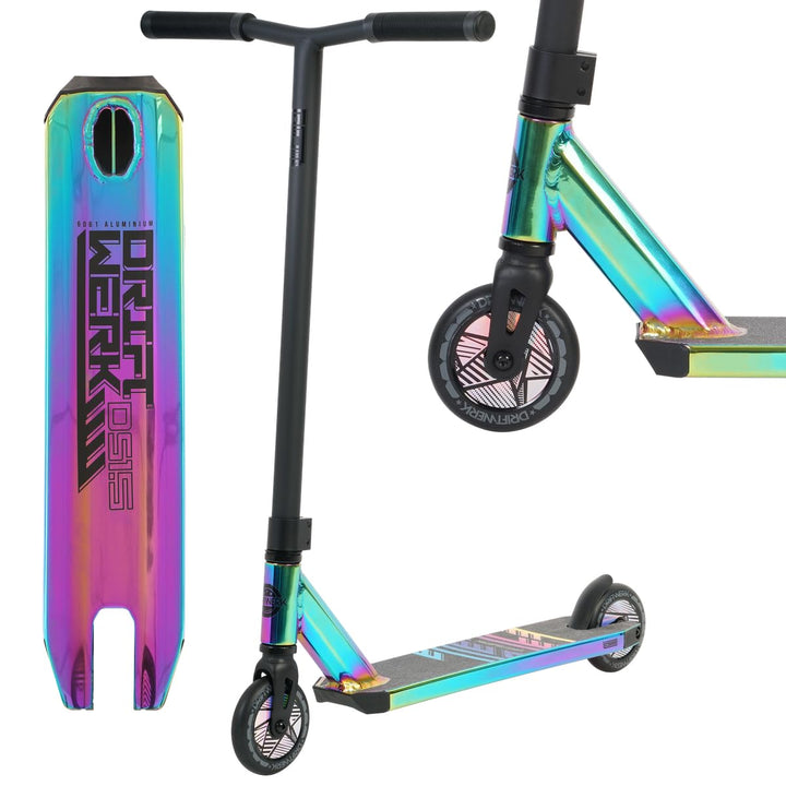 Driftwerk Stunt Scooter Freestyle Tretroller Kinderroller DS1.5 Neochrome Oilslick Rainbow
