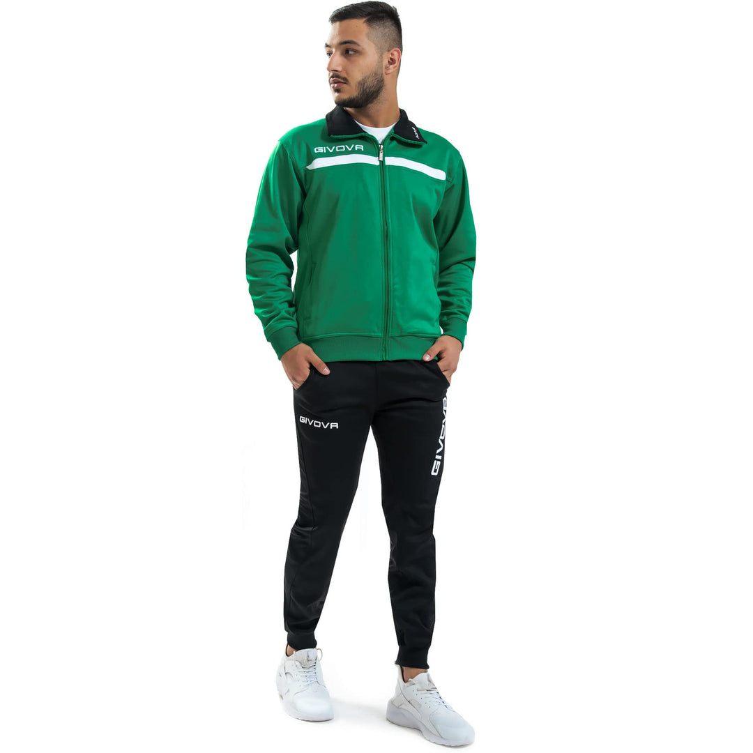 Givova, anzug givova eins full zip, grün/schwarz, S