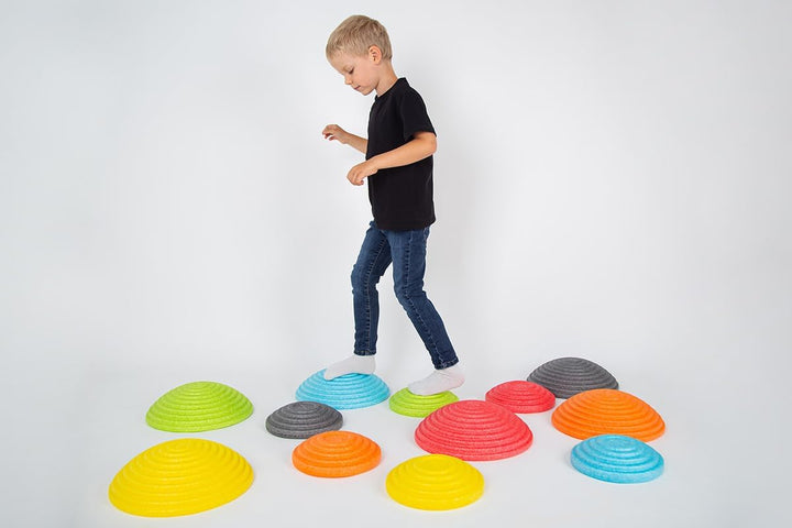 GOWI River Stones EPP Balance Steine Set, 12 Stück, Rutschfest und Leicht, Indoor/Outdoor Motorikspi