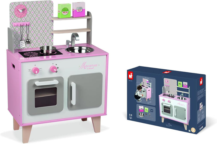 "Janod J06567 rosa und weiss Spielküche aus Holz, ""Macaron""", "Macaron"