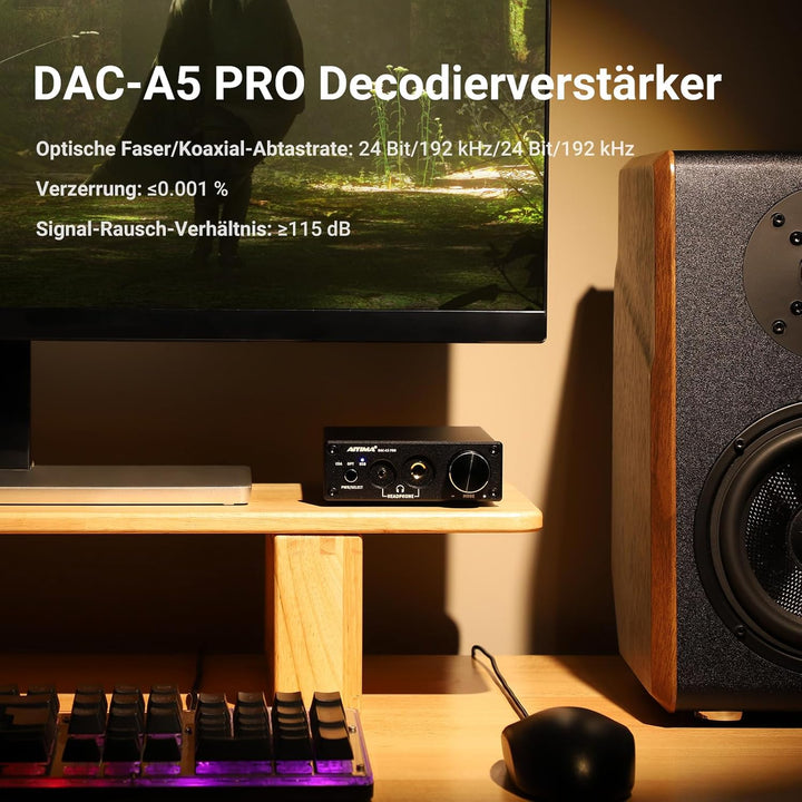 AIYIMA DAC A5 Pro Mini Kopfhörer Verstärker HiFi USB DAC Decoder Audio 24 Bit 192kHz Mini Stereo-Dec