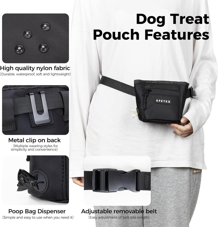 Leckerlibeutel für Hunde mit Metall-Gürtelclip, Leistungsstarke Magnetverschluss Gerät Beutel Lecker