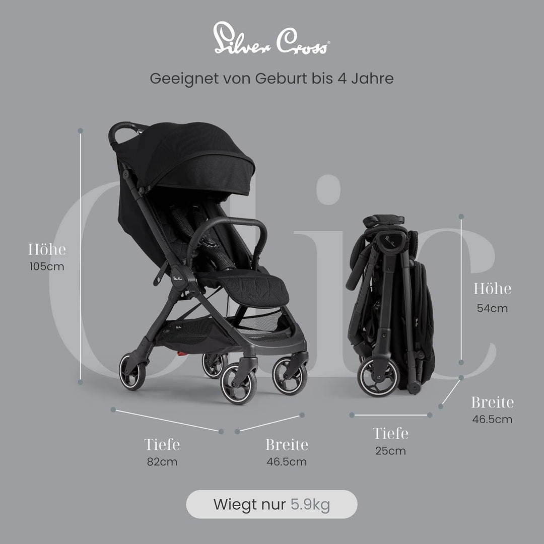 Silver Cross | Clic Kompakt-Kinderwagen | Reisekinderwagen | faltbarer &amp; leichter Kinderwagen | Kabi