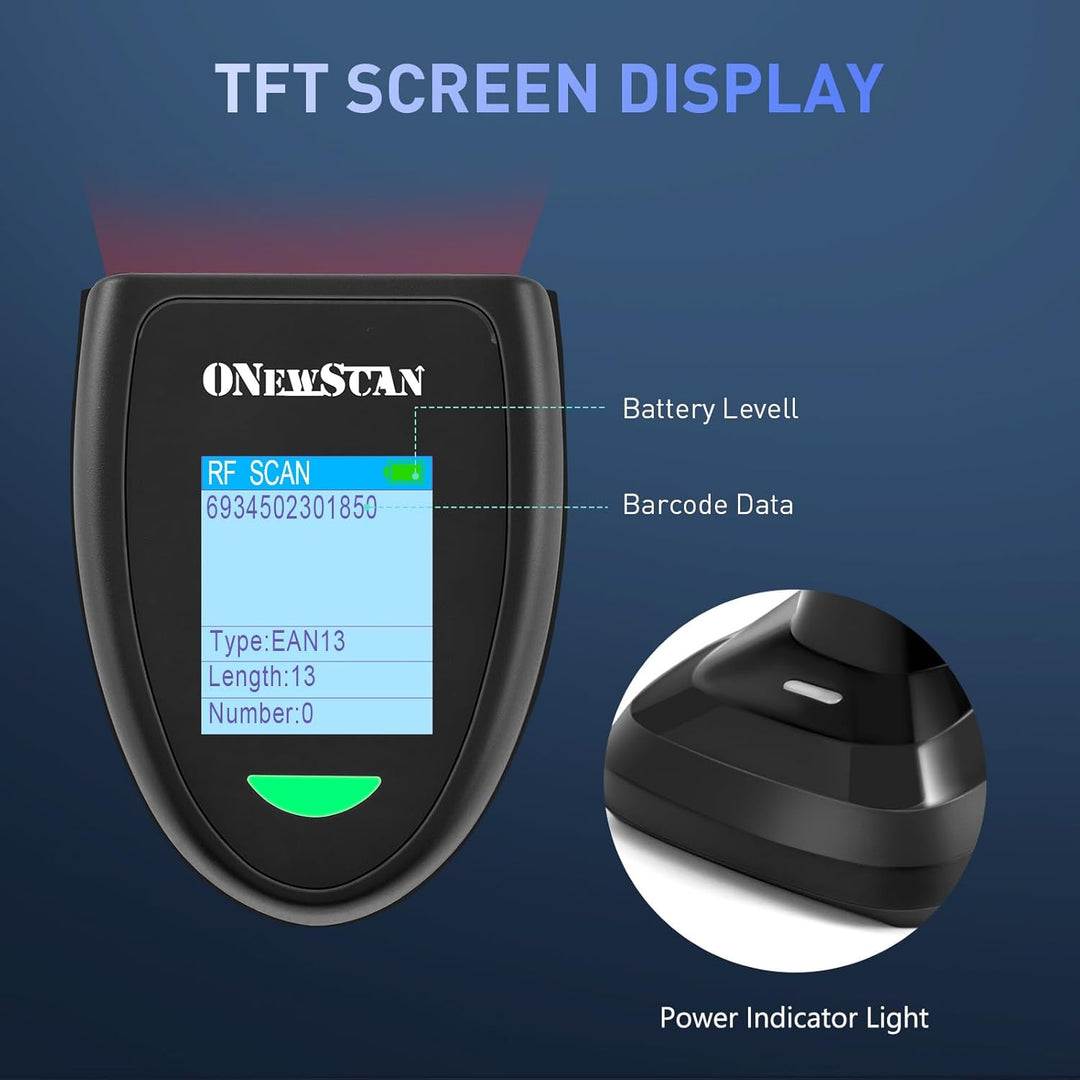 2D Barcode Scanner Wireless, QR Code Scanner Handheld Barcode Scanner with Base 2 in 1 USB Wired Con