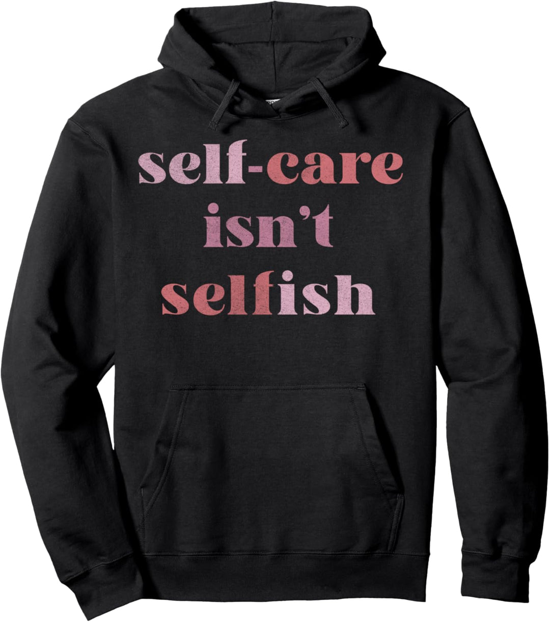 Trendy Self Care Text Pullover Hoodie