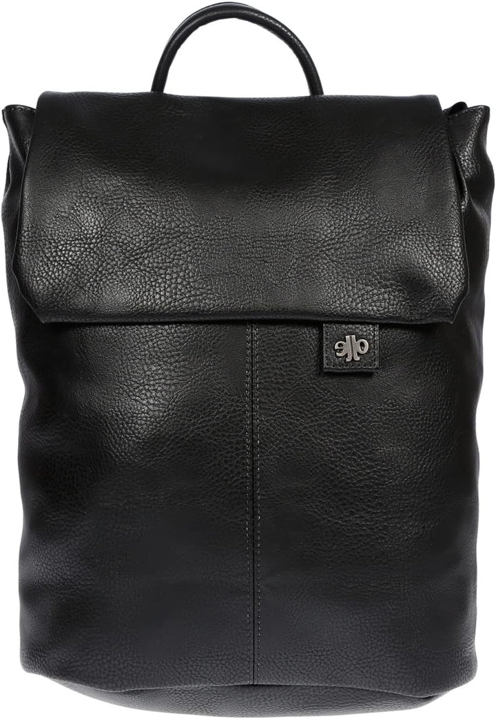 Christian Wippermann grosser Damen Rucksack Tasche in Leder Optik mit Laptopfach schwarz, Schwarz
