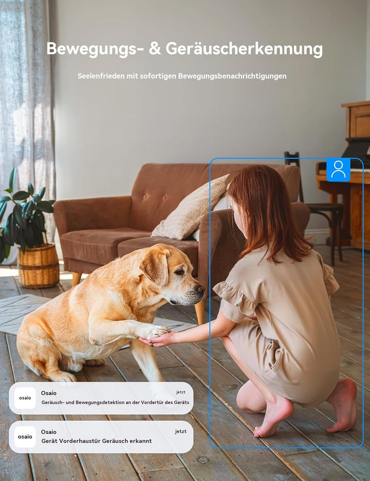GNCC 2K Plug-in Überwachungskamera Innen, WLAN Indoor Kamera mit Nachtsicht, Hundekamera mit App, Be