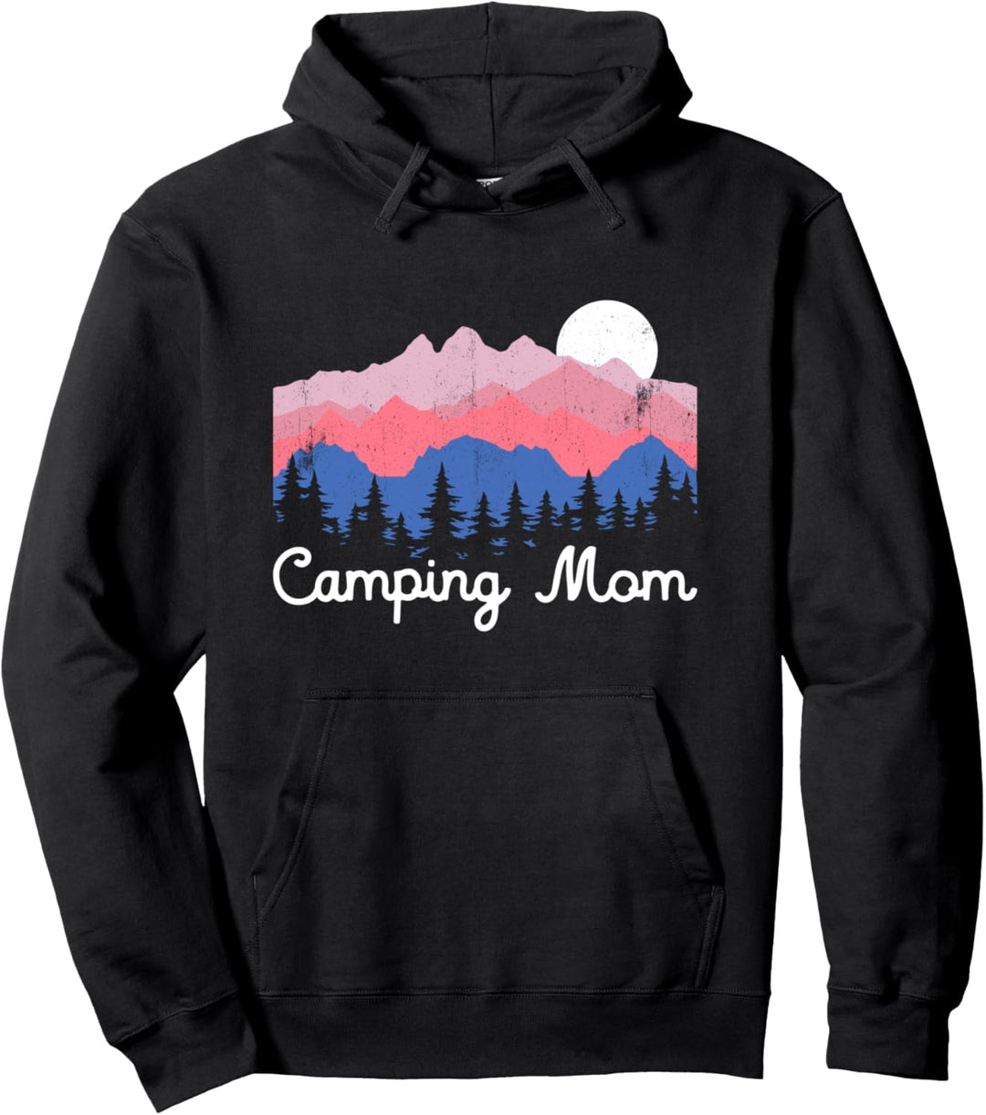 Camping Mom Retro Berge Wandern Outdoor Camping Pullover Hoodie