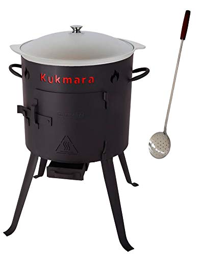 rukauf. Set Utschak, 45 cm + 15 Liter Kasan Kazan aus ALU + Schaumlöffel - Feldküche Gulasch-Kessel