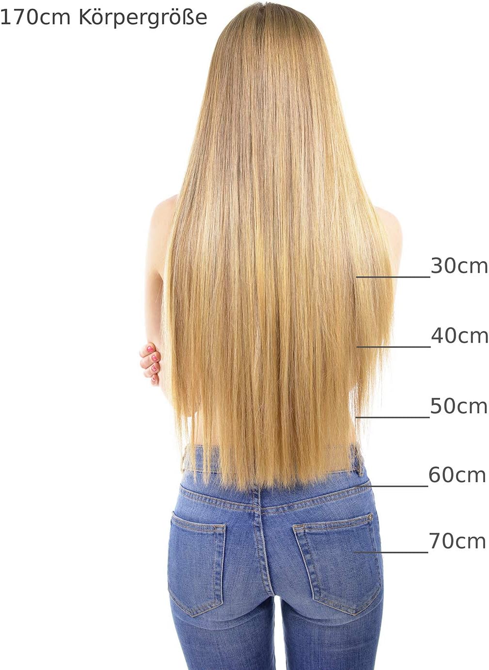 hair2heart Premium Nanoring Extensions Echthaar glatt - 50 Strähnen 0.8g 50cm 6/0 dunkelblond 50cm 5