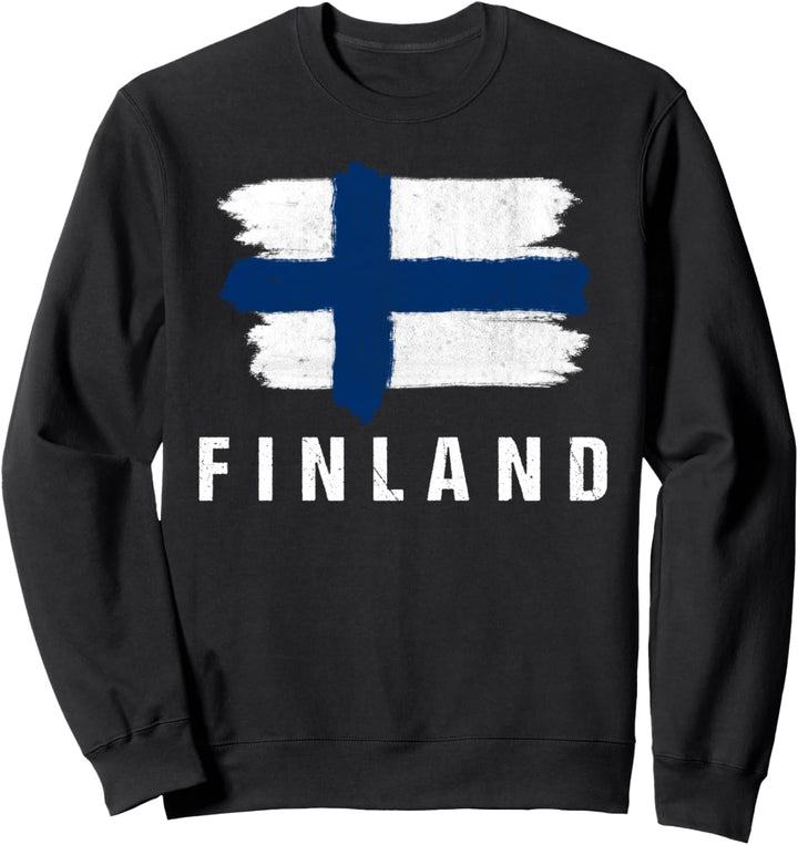 Gemalte Finnland Fahne / Finnische Flagge Fan Geschenk Sweatshirt