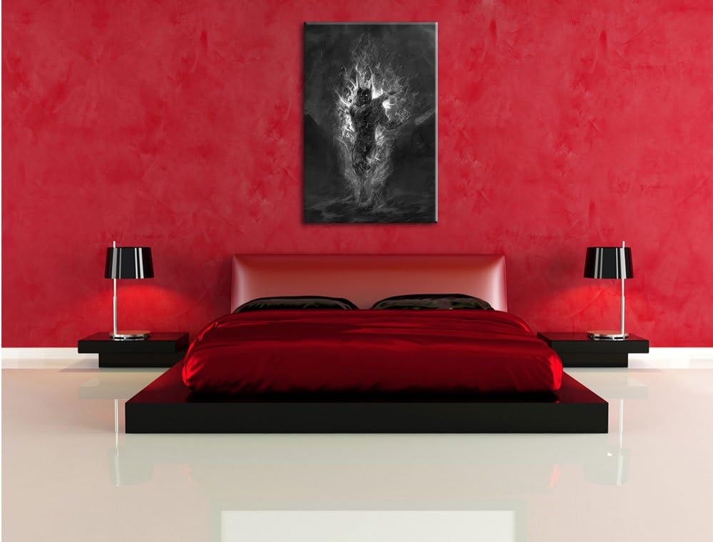 Pixxprint Verdunkelter Dämon des Feuers als Leinwandbild/Grösse: 100x70 / Wandbild/Kunstdruck/fertig