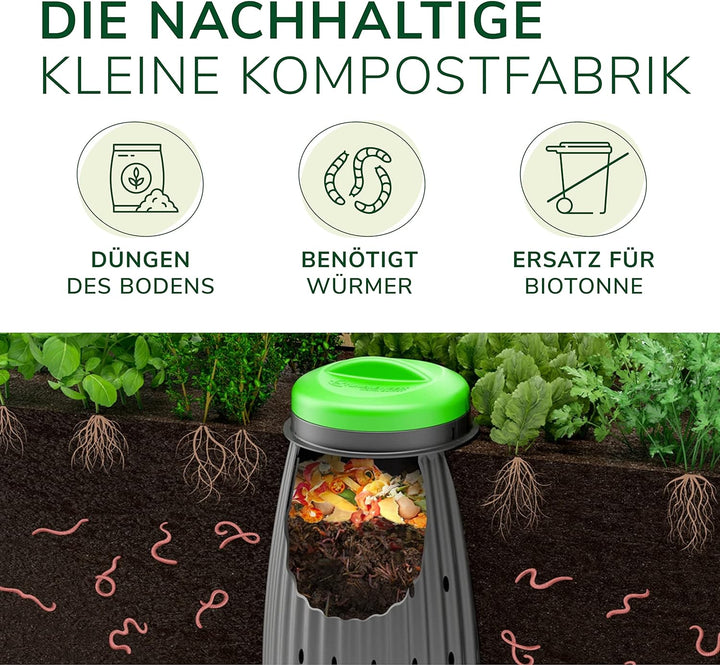Natursache Wurmkomposter „Worm Buffet“ I Komposter aus recyceltem Plastik I Komposterde schnell und
