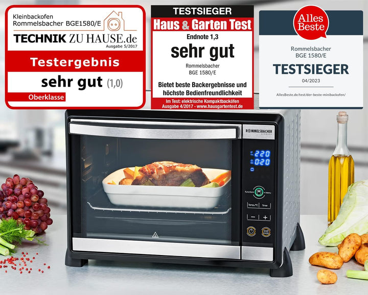 ROMMELSBACHER Elektronik Back & Grill Ofen BGE 1580/E - 30 Liter Backraum, elektronische Regelung vo
