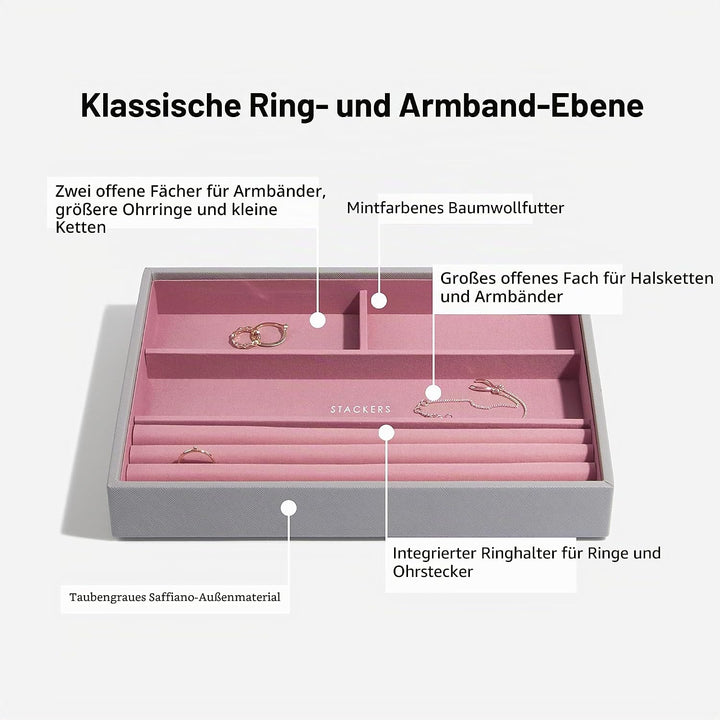 Stackers Grau Rosa Klassisch Schmuckschatulle - 4 Dove Grey/Rose, Dove Grey/Rose