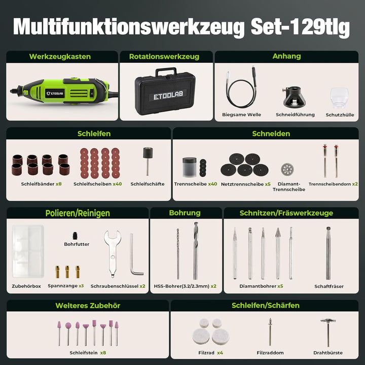 Multifunktionswerkzeug 200W, ETOOLAB [Professional] Rotationswerkzeug, Echte 10000-35000 U/min, Dreh