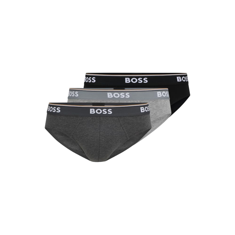 BOSS Herren Slip (3er Pack) S Grau/Anthrazit/Schwarz, S Grau/Anthrazit/Schwarz