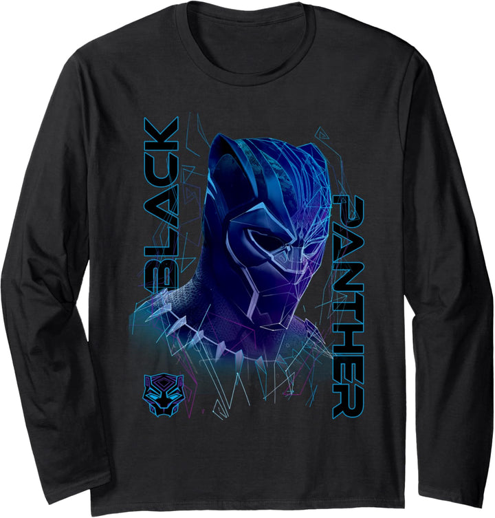 Marvel Black Panther Line Style Portrait Langarmshirt