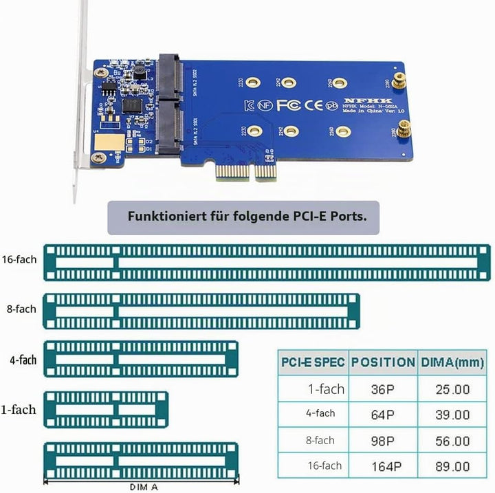 xiwai Dual SATA SSD Karte Konverter JMB582 2280 NGFF Key B+M SSD auf PCI-E 1x Motherboard Desktop Ad
