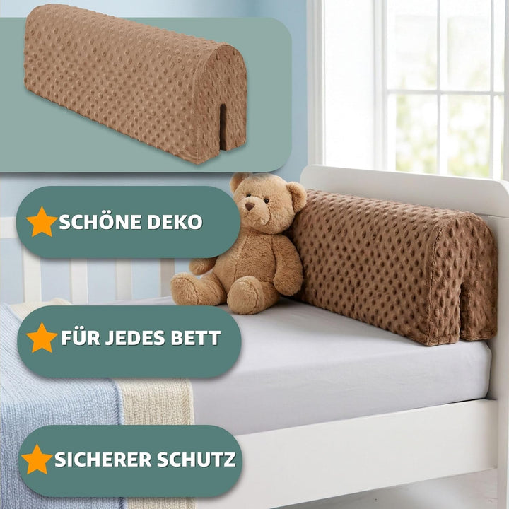 Bettkantenschutz für Kinderbetten Minky 80 cm - Schutz für Bettrahmen Baby Bett rausfallschutz für b