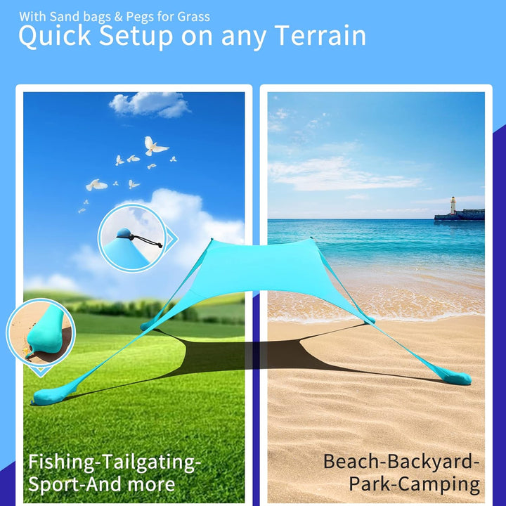 Cuupo Strandzelt, Pop-Up, 2x2.1 m, LSF 50, Lycra, Sonnenschutz, für den Aussenbereich, Anti-Wind, So