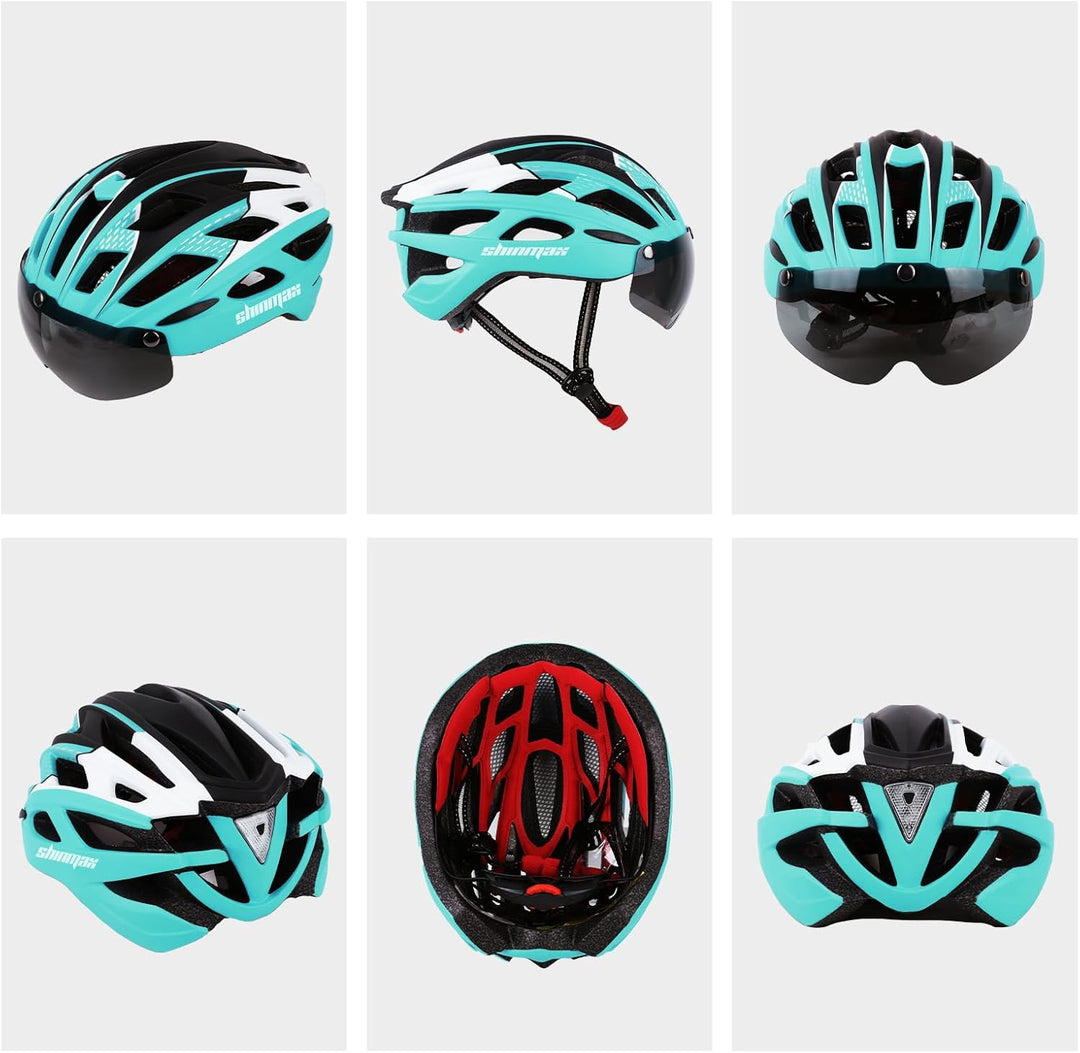 Shinmax Fahrradhelm mit LED-Beleuchtung, Fahrradhelm mit Sicherheitsbeleuchtung, magnetischer Fahrra
