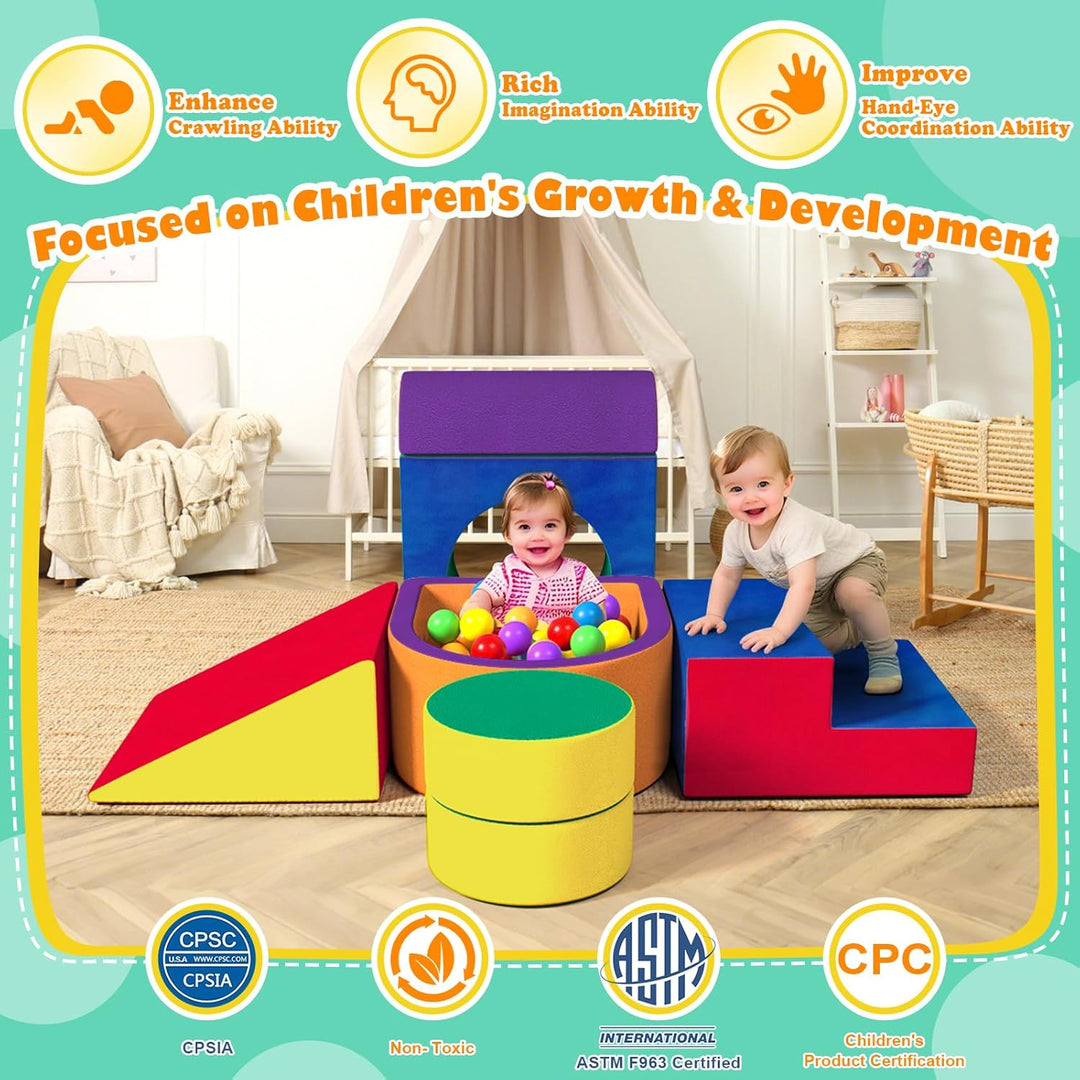 8pcs Schaumstoff Bausteine Kinder mit Bunten softbausteine Kletterblöcken für Kleinkinder Jahren, In