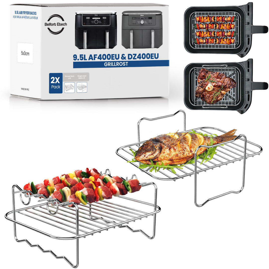 Premium Ninja 9,5L AF400EU &amp; DZ400EU Grillrost | 2 Stücke Airfryer Grillrost für Foodi Max Dual Zone