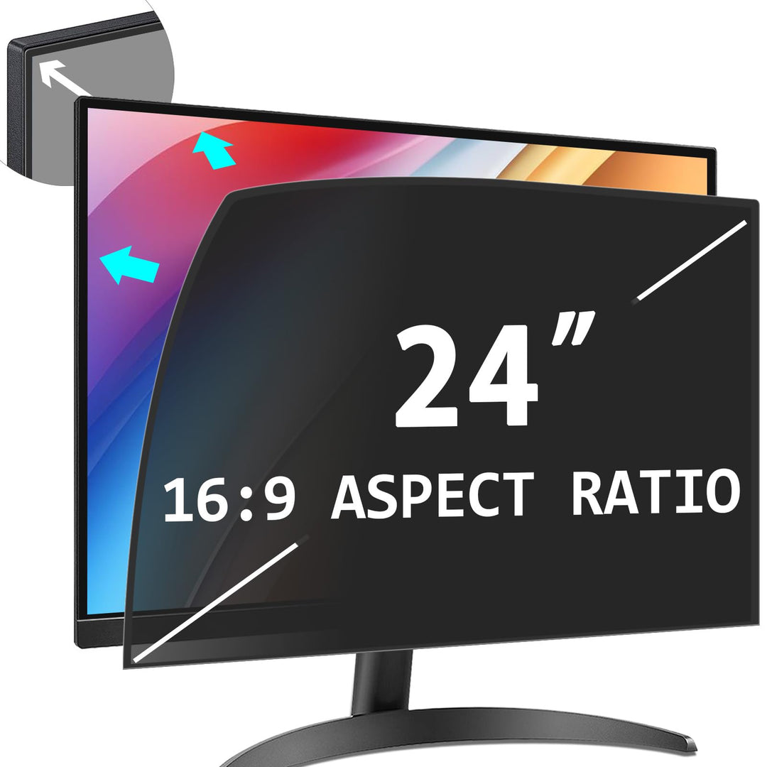 PYS 24 Zoll Blickschutzfolie für 16:9 Ultra-Slim Bezel Monitor Selbstklebend Abnehmbar Blickschutzfi