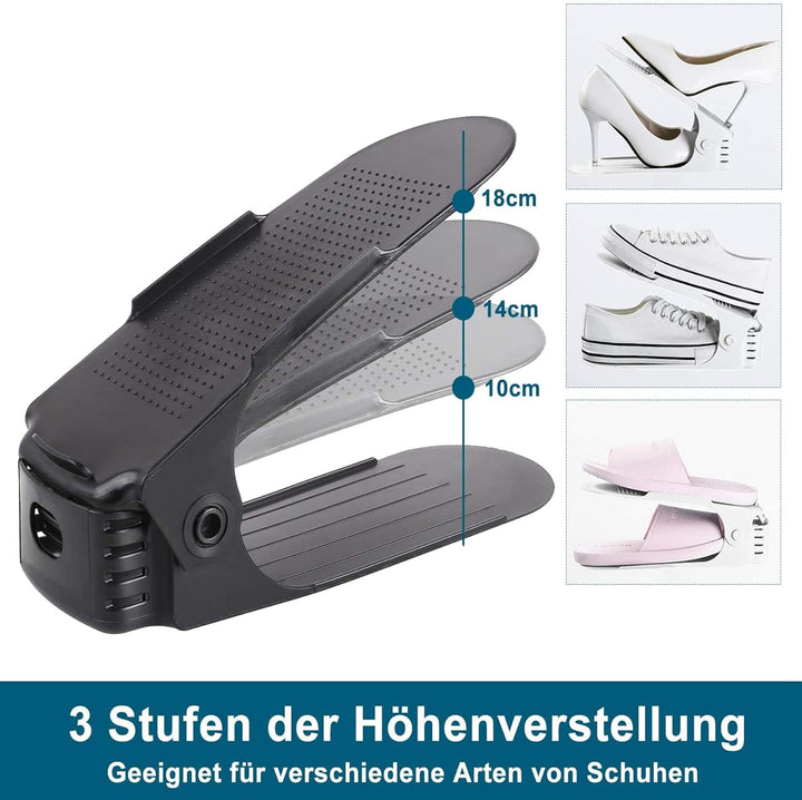 Froadp 50 Stück Einstellbare Schuhorganizer aus PP-Material rutschfest Schuhstapler mit 3 Höhenverst