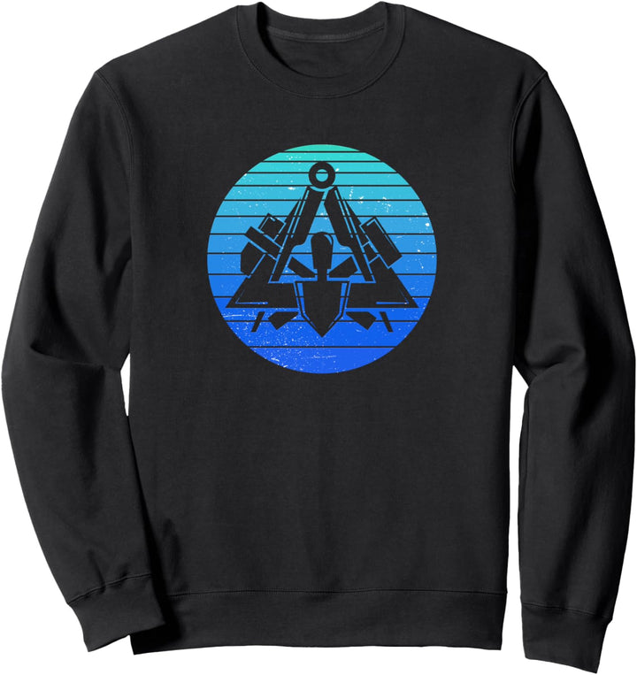 Maurer Zunftzeichen im coolen Retro Stil Blau Sweatshirt