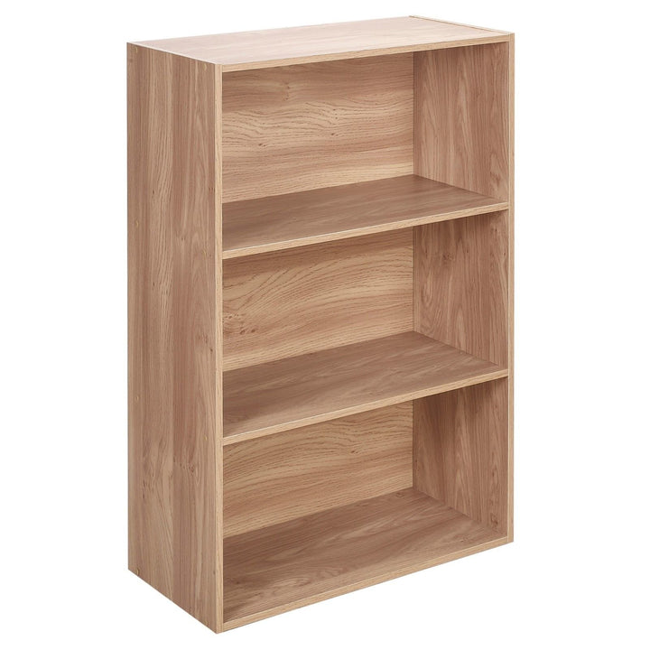 Urbnliving Breites Bücherregal aus Holz mit 3 Ebenen Modern eiche, Eiche