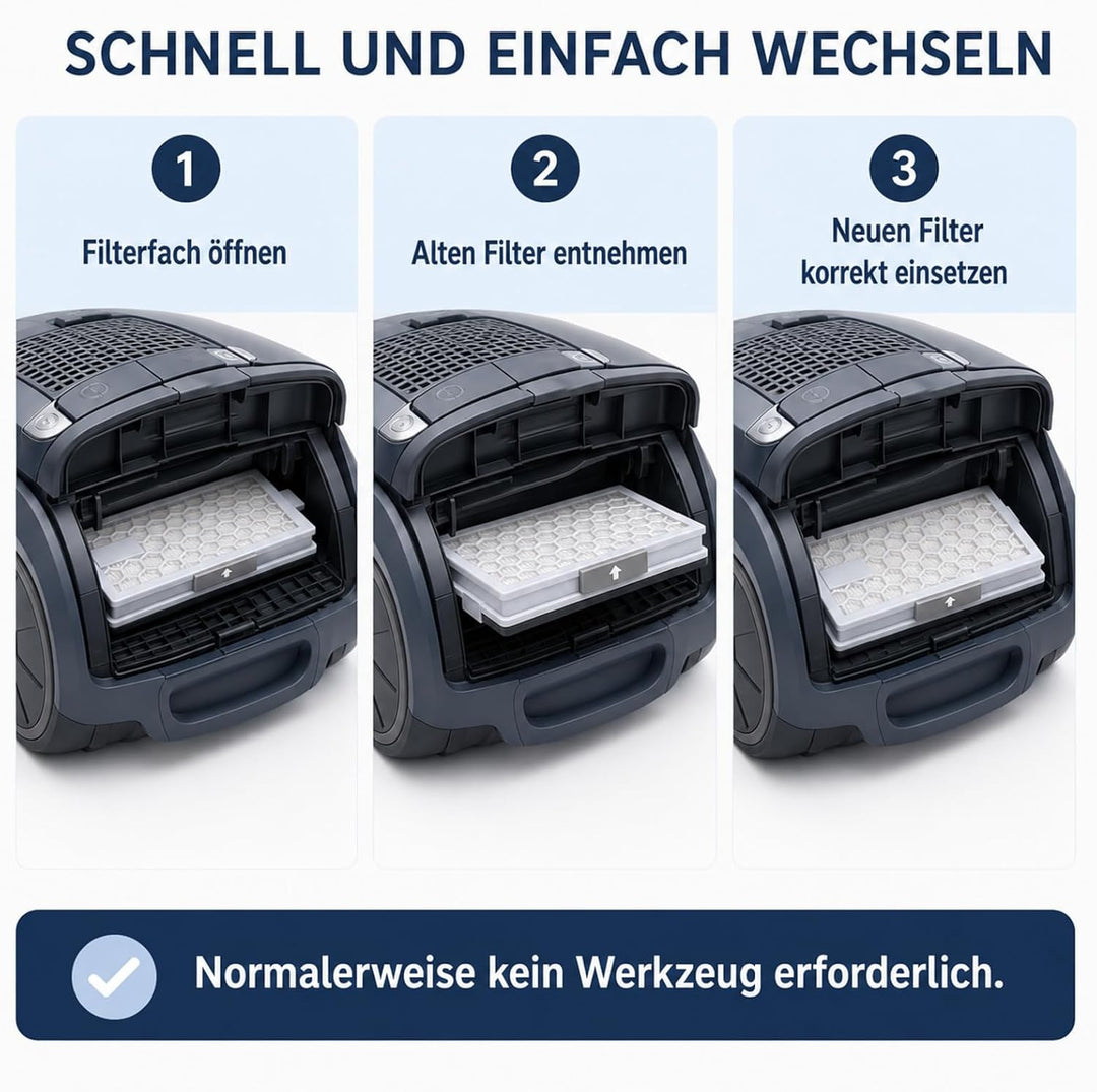POWEKA 2 x HEPA AirClean 50 Filter Kompatibel mit Miele Staubsaugern der C1 C2 C3 und S-Serie S8340