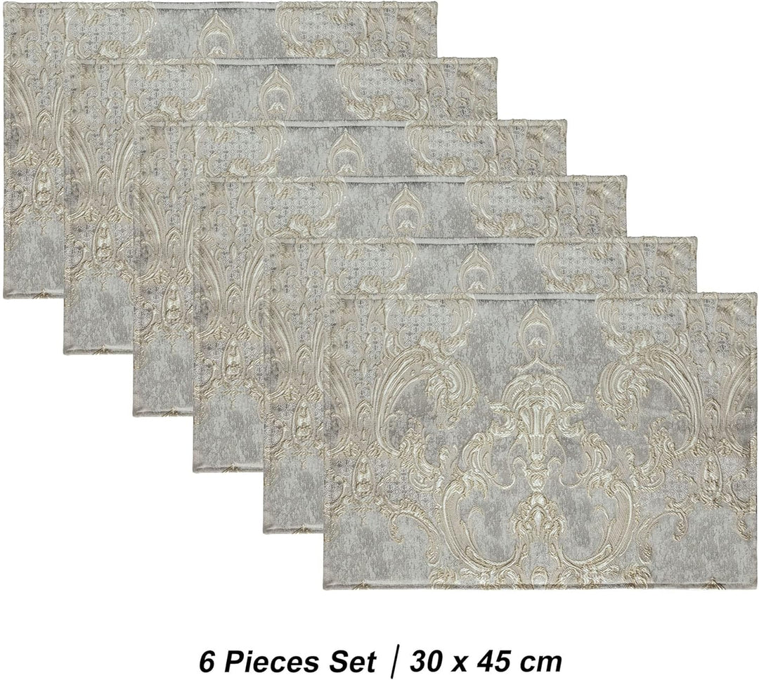 TOPLUXE Platzsets 6er Sets Jaquard Tischset Abwaschbar 30x45cm Platz-Matten für Esstisch Urlaub Part