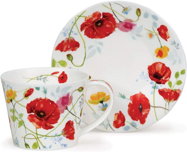 DUNOON Islay Wild Garden Poppy Cup and Saucer