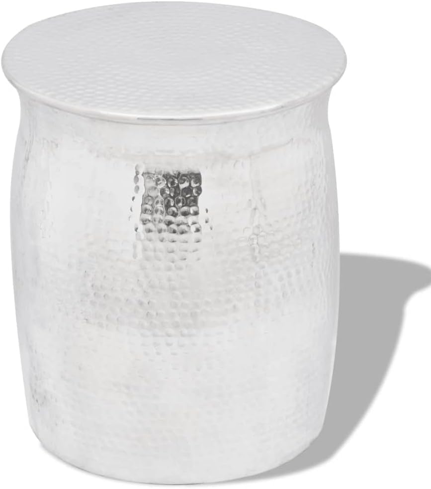 vidaXL Beistelltisch Gehämmertes Aluminium Silbern Hocker Sofatisch Couchtisch 42 cm Silber, 42 cm S