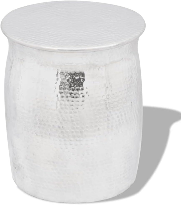 vidaXL Beistelltisch Gehämmertes Aluminium Silbern Hocker Sofatisch Couchtisch 42 cm Silber, 42 cm S