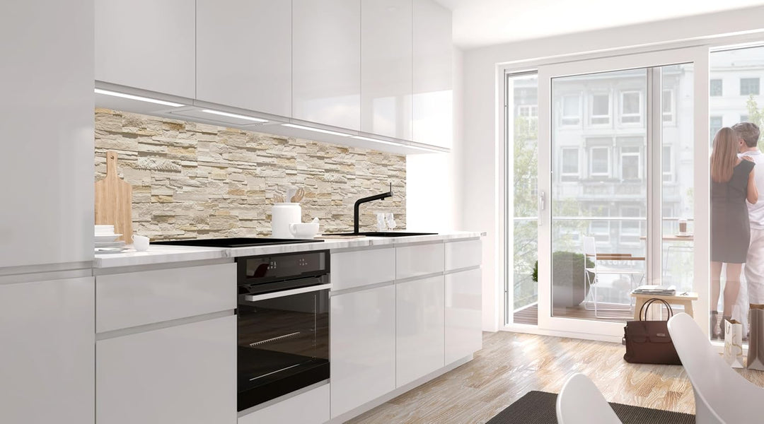 StickerProfis Küchenrückwand selbstklebend Glasoptik - STEINWAND Ashlar - 1.8mm, Versteift, alle Unt