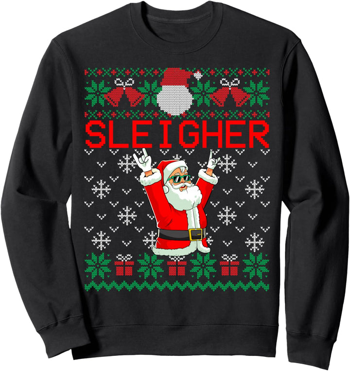 Sleigher Heavy Metal Music Hail Santa hässlicher Weihnachtspullover Sweatshirt