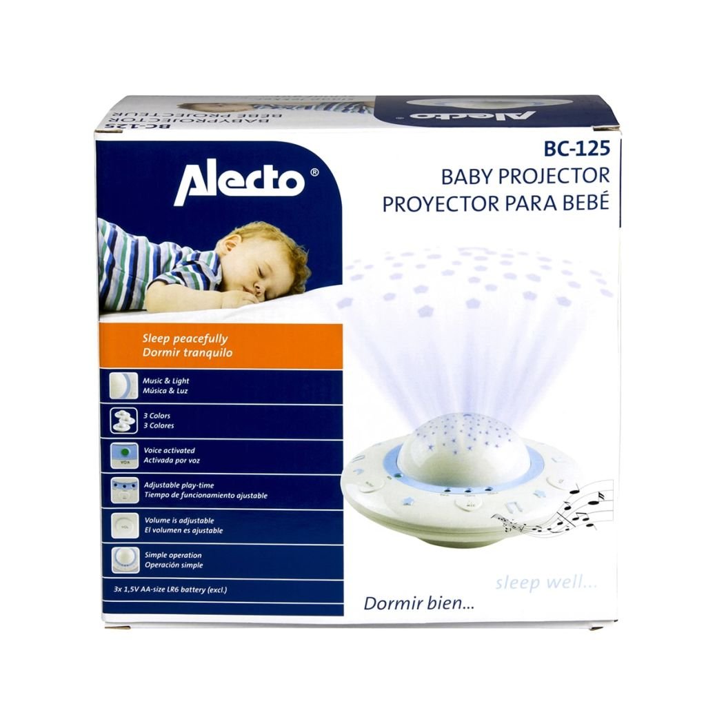 Alecto BC-125 - Einschlaflicht mit Sternenprojektor - 3 Farben - Beruhigende Melodien - Einstellbare