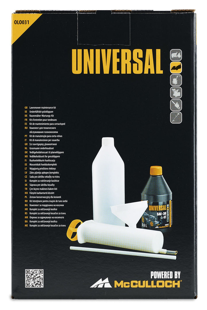 Universal Rasenmäher Service-Set, OLO031: Wartungs-Set für Benzinmotoren enthält 4-Takt-Öl, Absaugsp
