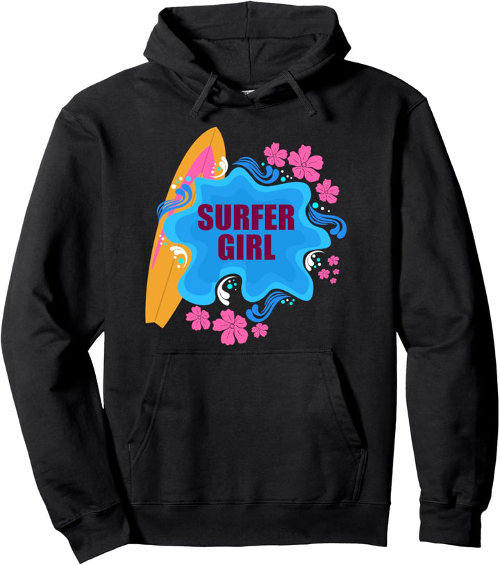 Surfer Girl - Surfbrett Hawaii Pullover Hoodie