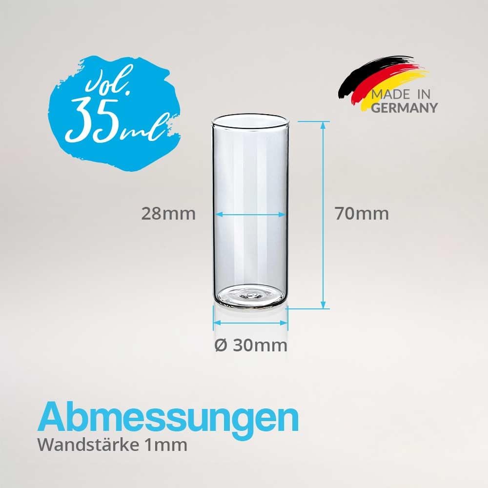 Tuuters 25 Stück Glas Gewürzgläser mit Korken Verschluss (70 x Ø30mm) | Kleine Glasfläschchen mit Na