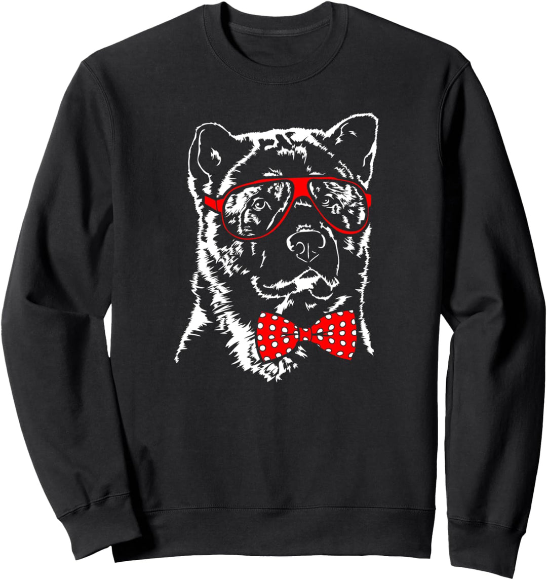 Süsser American Akita mit Brille Hund Hunde Sweatshirt