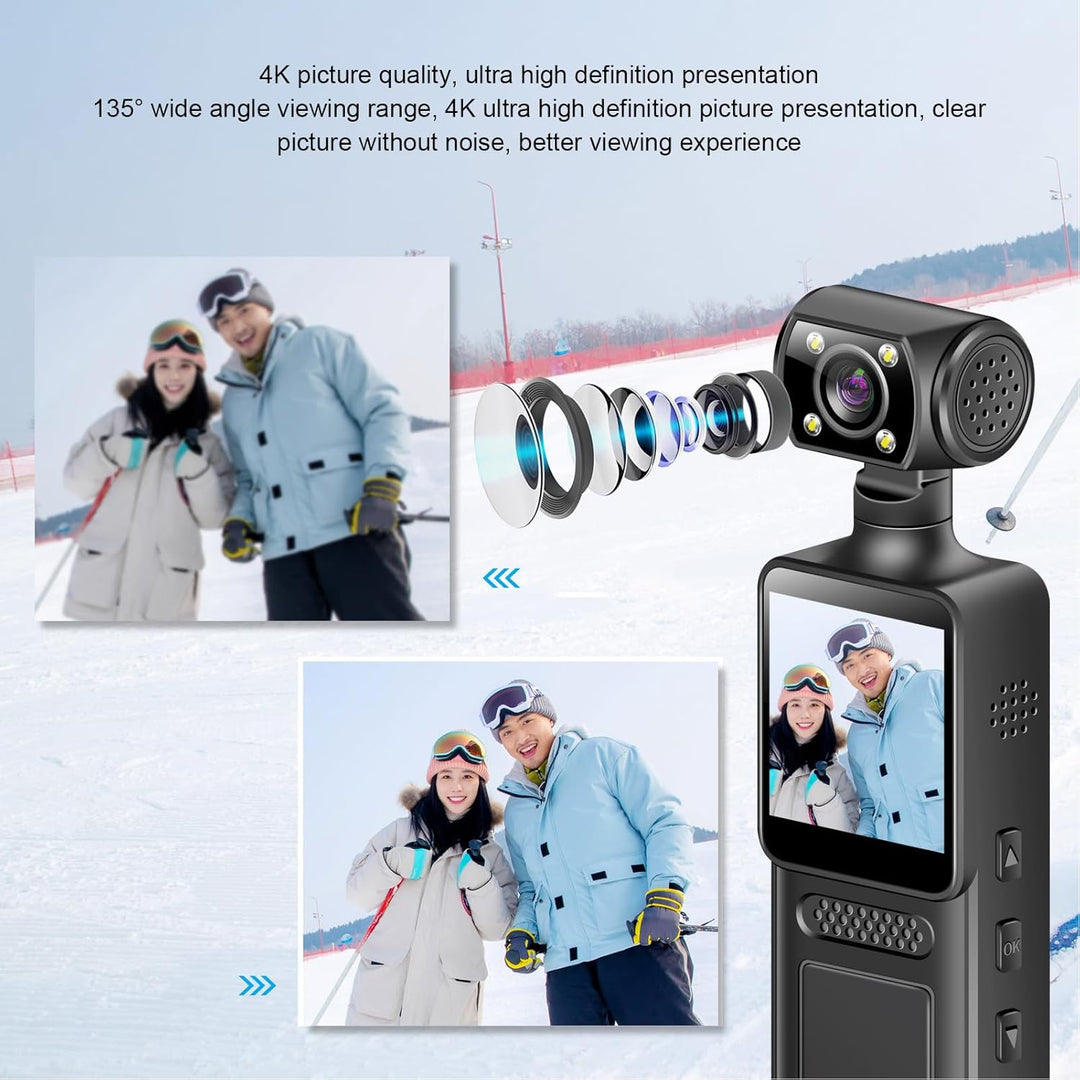 Tosuny 4K 40MP WiFi Action Kamera, Handheld Video Camcorder mit 1,3" HD Bildschirm, 180° Drehendes O