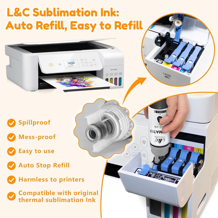 MERRYWORK Sublimationstinte für Epson Ecotank 2840 ET2830 2815 4810 EcoTank Drucker EcoTank Drucker