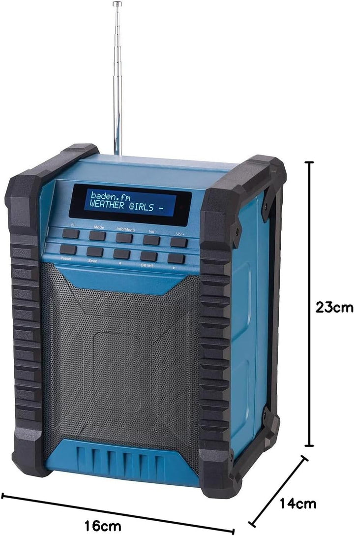 auvisio Lautsprecher, Bluetooth: Digitales DAB+/FM-Baustellenradio, Bluetooth, 80 Watt, IP54, Akku (