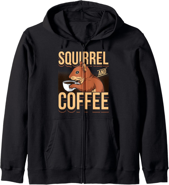 Eichhörnchen und Kaffee Artwork Kapuzenjacke