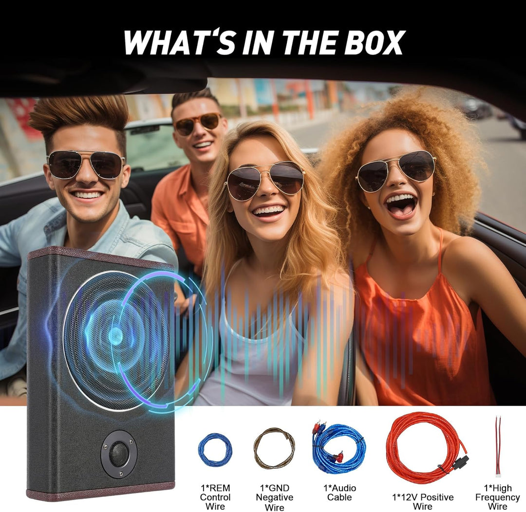 Madelynn Untersitz Auto Subwoofer 200W Bass Box Aktiv Subwoofer 40Hz–200Hz Audiozugang Untersitz Lei